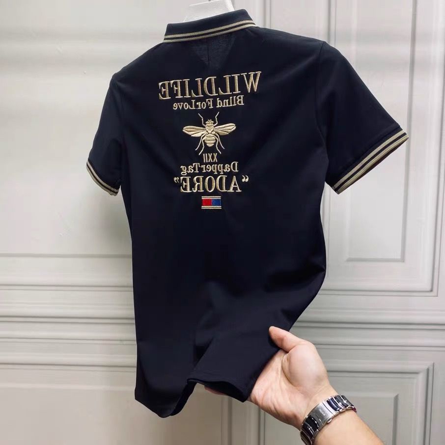Áo polo Tay Ngắn Có Thêu Hình Con Ong Dành Cho Nam Size Lớn s 2022 Mới