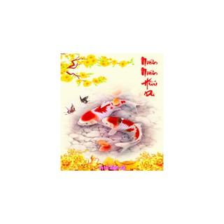 Tranh đính đá Niên Niên Hữu Dư LV451 kt75x50cm (chưa đính)