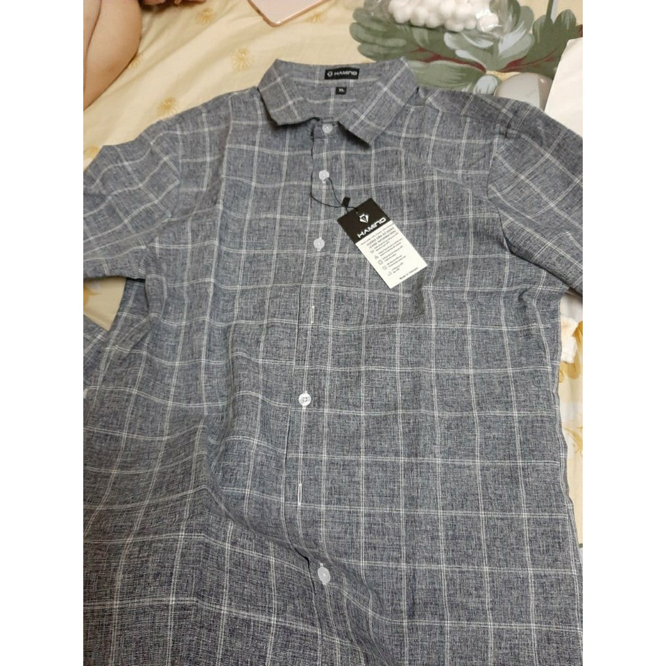 Áo sơ mi nam đũi - áo đũi nam cổ tàu màu xám tiêu dáng ôm body
