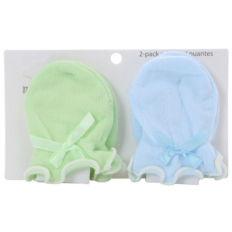 Đôi Găng Tay Cotton Mềm Mại Màu Trơn Chống Xước Bảo Vệ Mặt Cho Bé Sơ Sinh