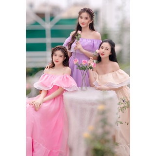 M28 (miễn phí chỉnh váy) đầm maxi trễ vai váy xòe chụp hình sống ảo thiết kế sang trọng cao cấp đi tiệc sự kiện