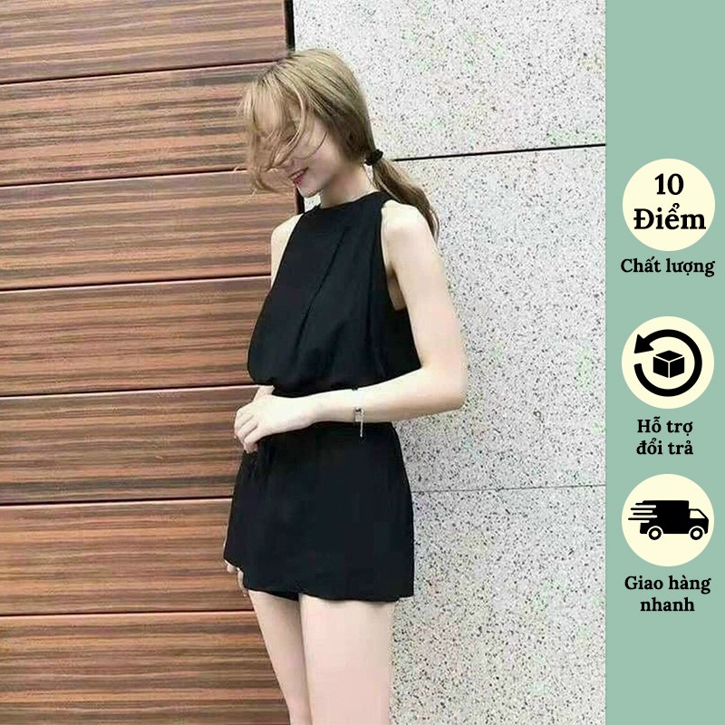 Set áo cổ yếm và quần short chất lụa nữ tính sang trọng Váy đầm thiết kế Chic Store