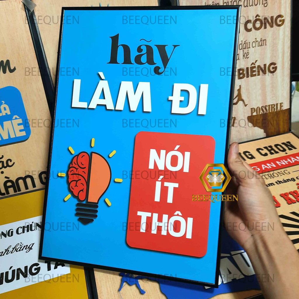 [HOT] Các Mẫu Tranh Động Lực Slogan Văn Phòng Đẹp Nhất - In Nền Giả Gỗ, Bo Khung Chắc Chắn, Tặng Kèm Phụ Kiện Treo