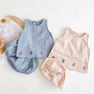 Set áo sát nách + quần xinh xắn dành cho bé gái