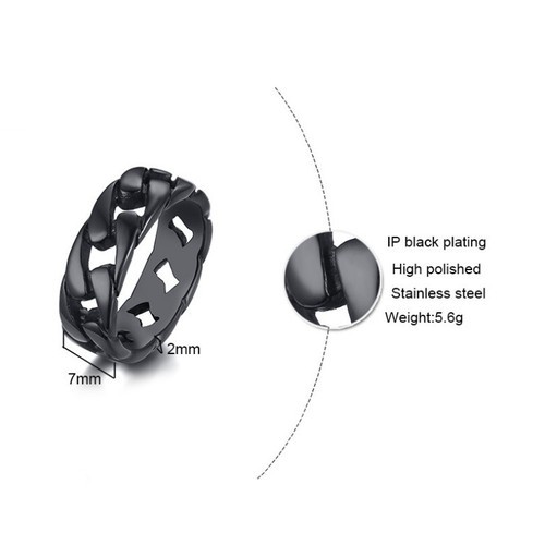 Nhẫn Nam Dây Xích Titan Không Đen TT 2375