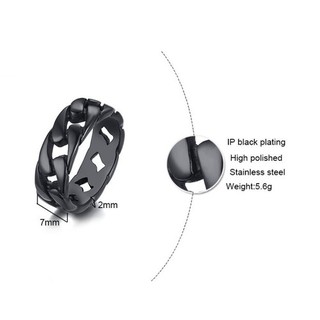 Nhẫn Nam Dây Xích Titan Không Đen TT 2375