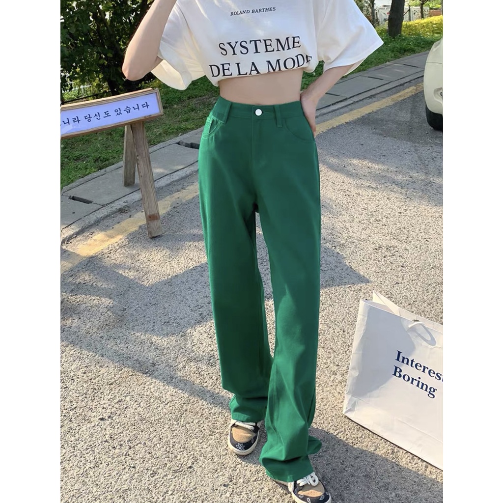 Quần Baggy Dành Cho Nữ Có Bảy Màu Ống Suông Rộng Tím Hồng Nâu Đen Trắng Nâu Cam Rêu JEAGOVN 02