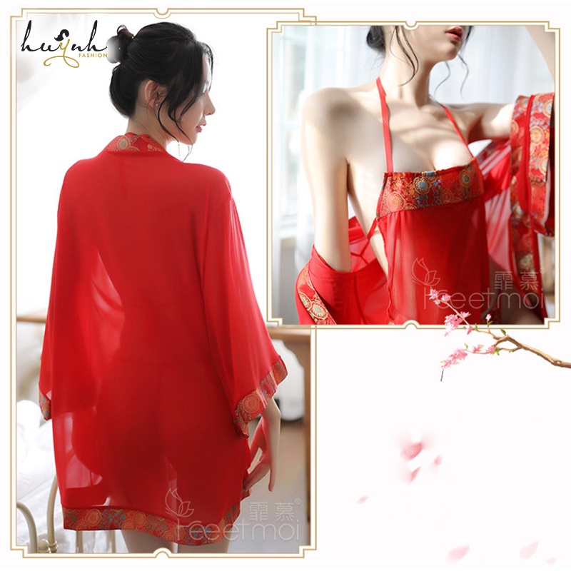 Bộ Áo Choàng Kèm Yếm Ngủ Cosplay Hóa Trang Cổ Trang Trung Hoa Quyến Rũ Sexy Chinese Hanfu - CO12