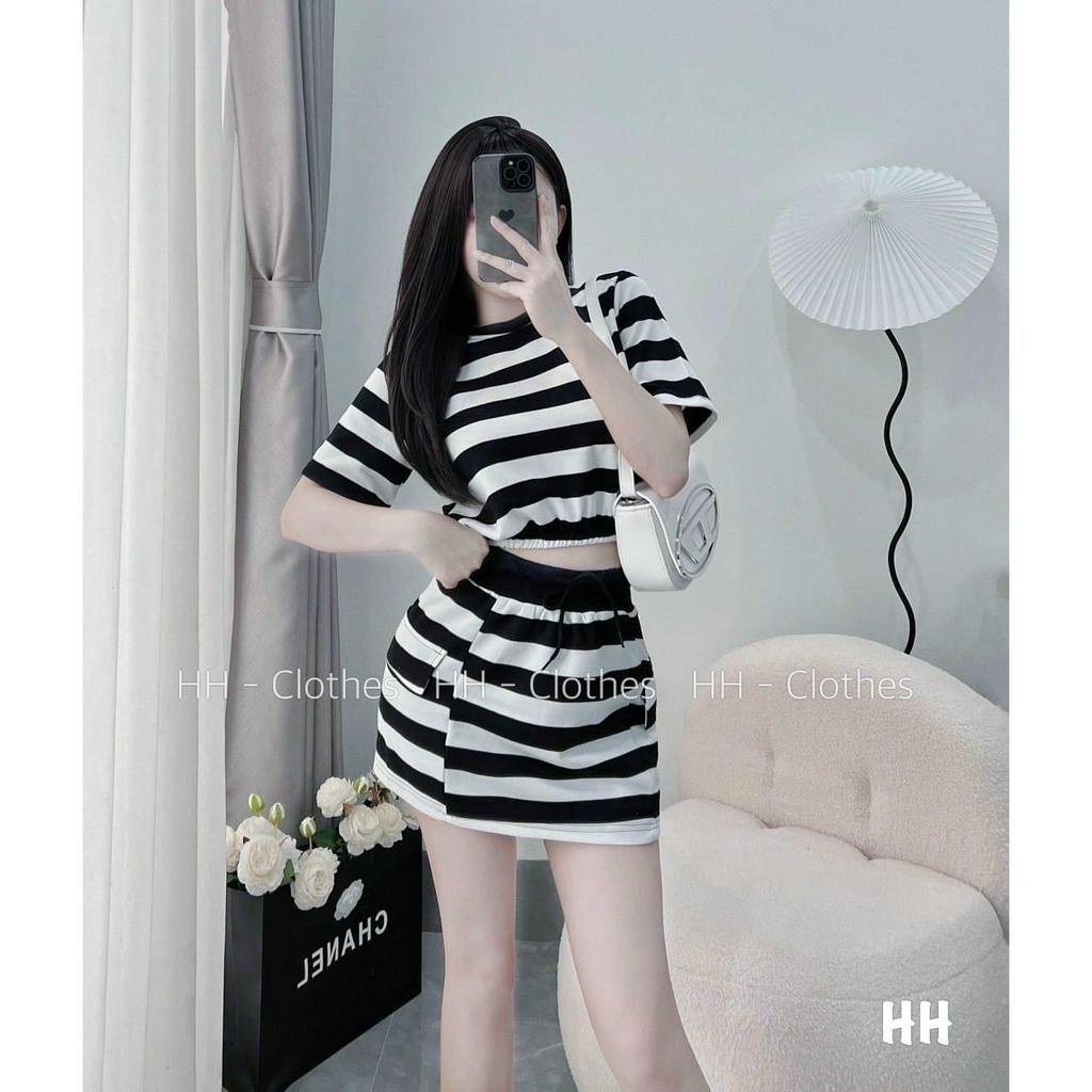 Set bộ váy nữ áo croptop mix chân váy chữ A năng động, trẻ trung dành cho các nàng diện đi chơi siêu xinh
