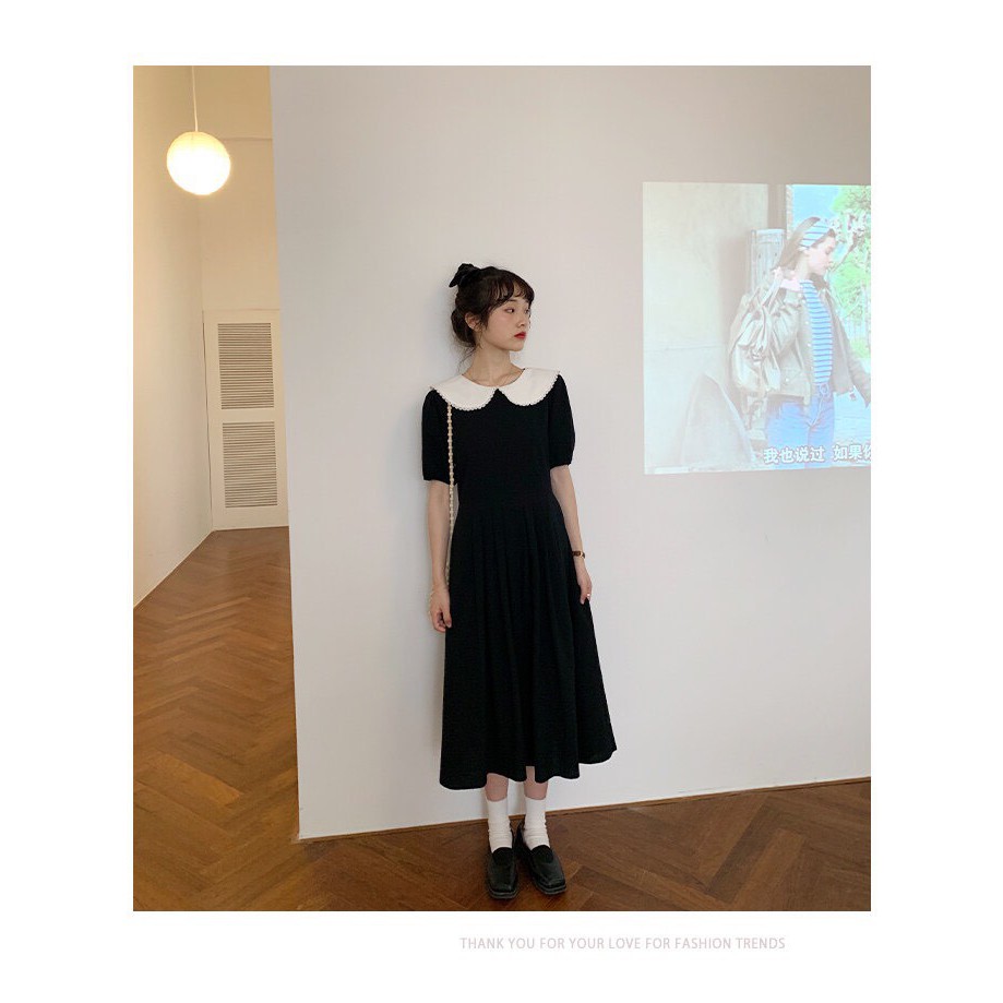 Váy nữ tiểu thư, váy dài đen cổ bèo Hàn Quốc E3 thời trang nữ emmei | BigBuy360 - bigbuy360.vn