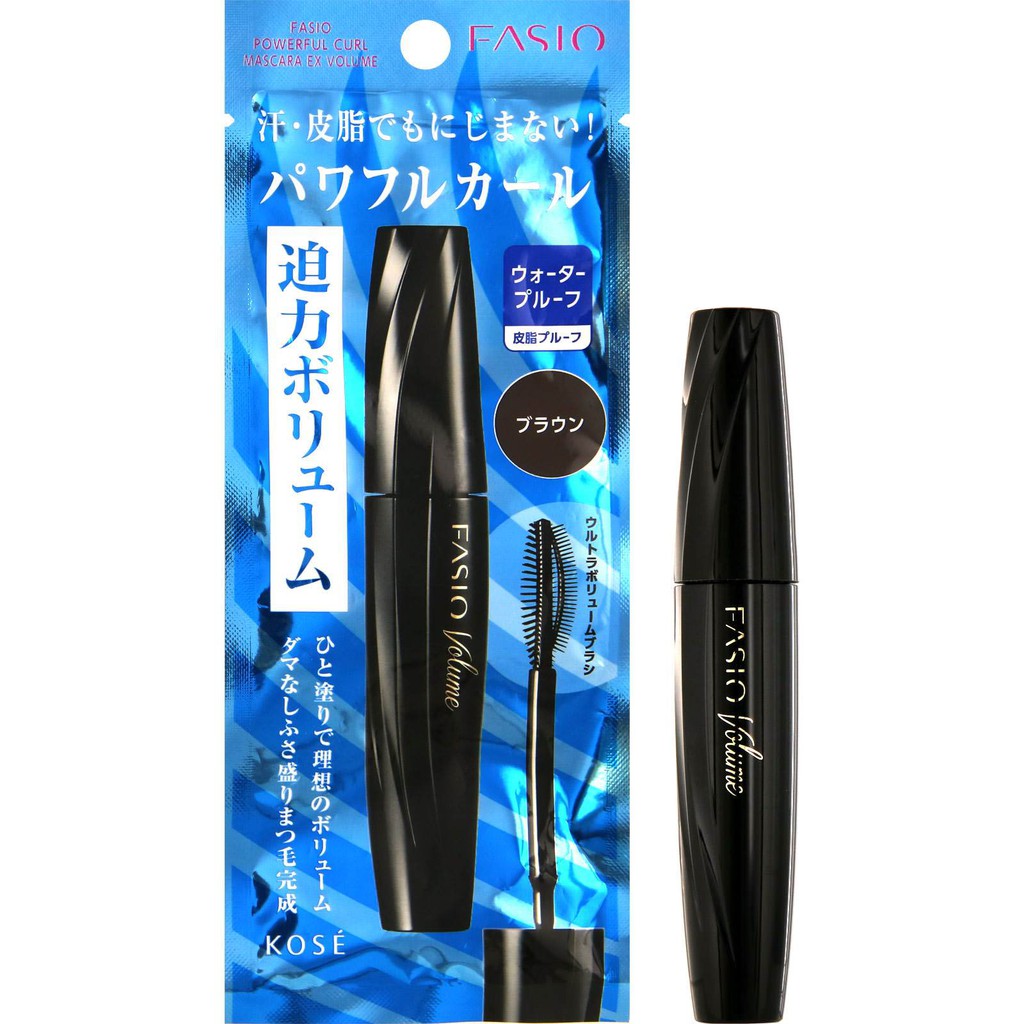 Mascara làm dày và cong mi Kose FASIO POWERFUL CURL EX VOLUME đen 7g- Nhật Bản