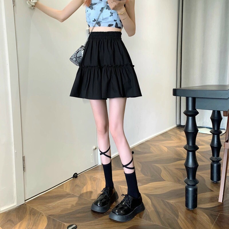 Chân Váy Chữ A Viền Bèo GenY Chân Váy Kate 2 Màu Trắng Đen Dày Dặn Siêu Xinh | BigBuy360 - bigbuy360.vn