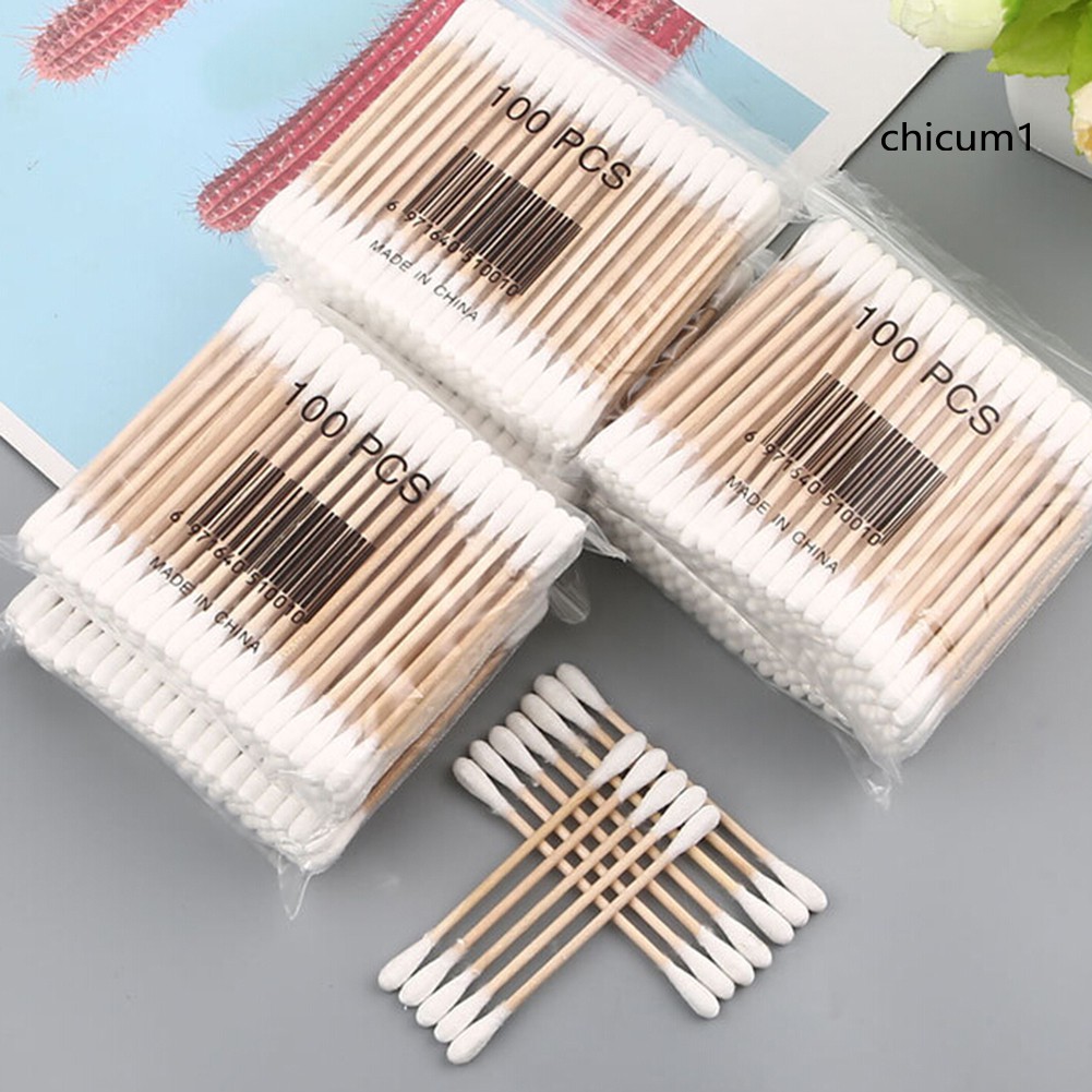 Bộ 100 Tăm Bông Hai Mặt Dùng Một Lần Tiện Dụng