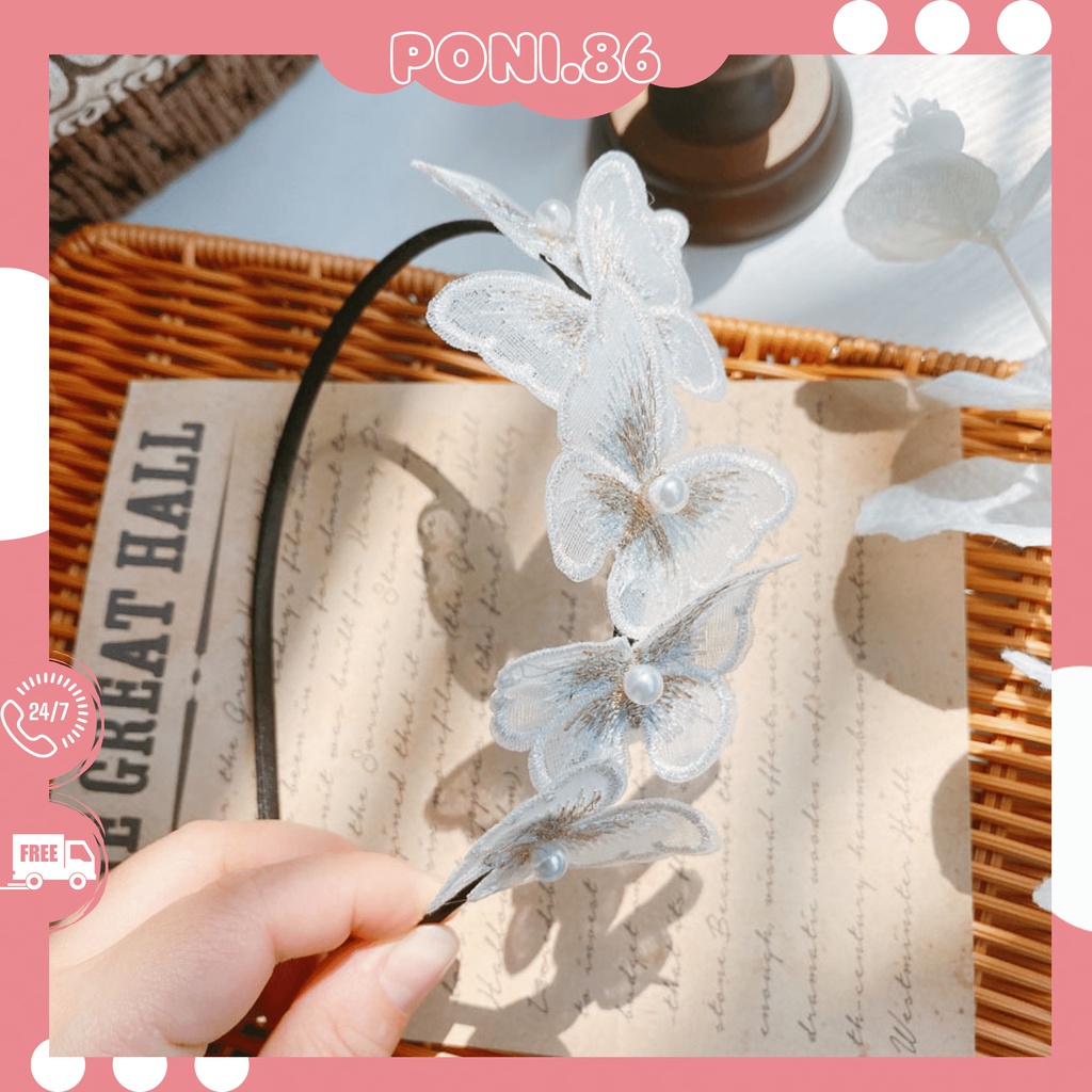 Băng đô, cài tóc, bờm trắng, đen phù hợp cho cô dâu hoặc ohong cách tiểu thư nhẹ nhàng, vintage, cực điệu đà