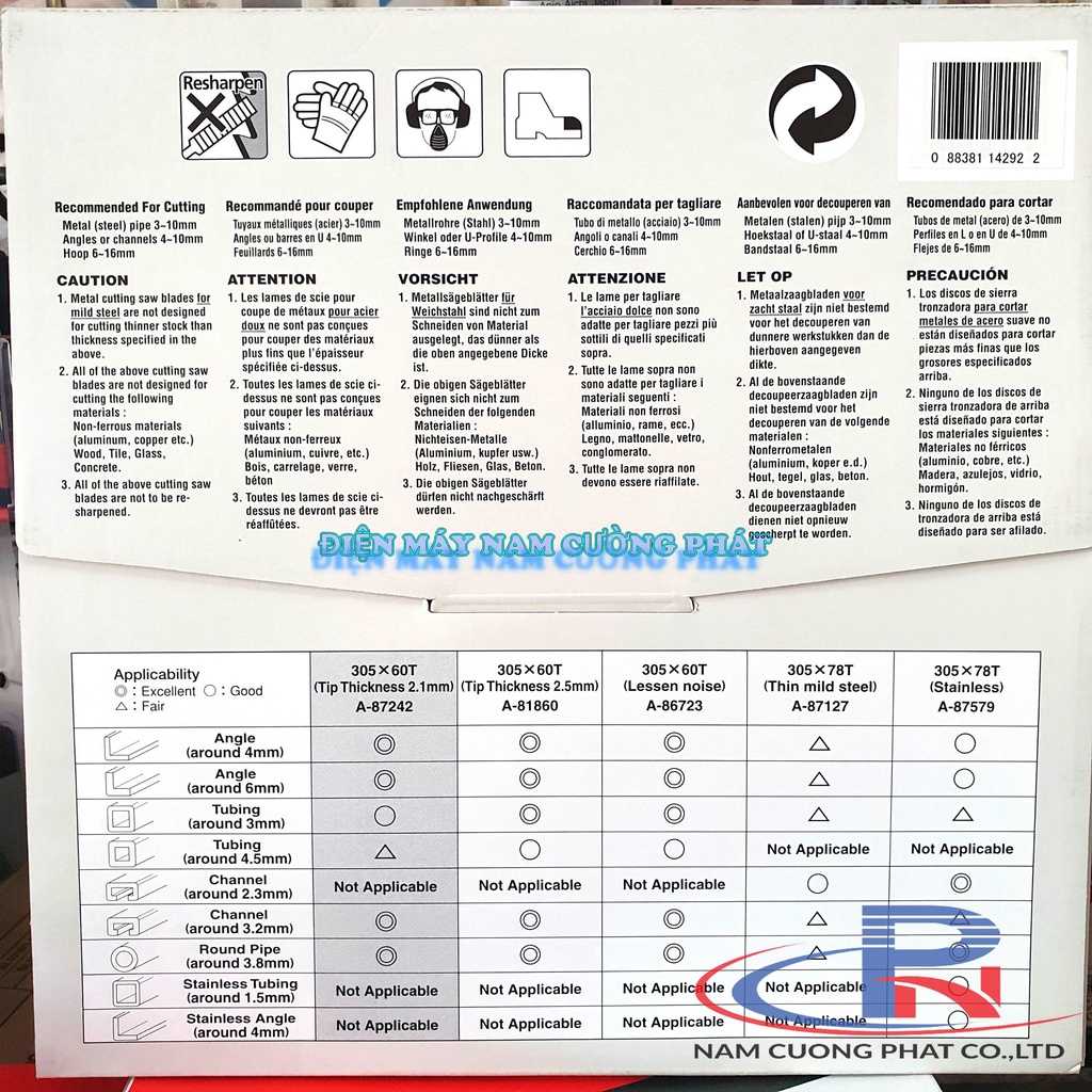 Lưỡi cắt sắt hợp kim Makita 305x25.4x60T A-87242- Dùng cho máy cắt LC1230