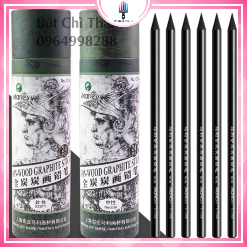 Set 1 Hộp Bút Chì Than đủ 24 cây