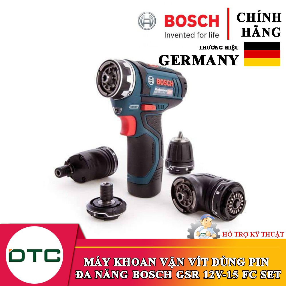 Máy khoan vặn vít dùng pin đa năng Bosch GSR 12V-15 FC Set