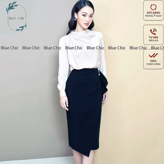 Chân váy cúc ngọc Blue Chic cạp cao dáng dài có lớp lót form công sở cao cấp mặc tôn dáng màu đen