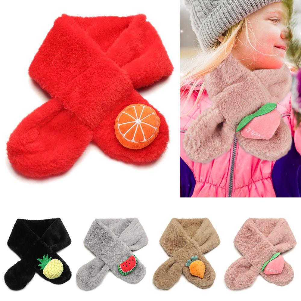 Khăn Choàng Lông Nhung Mềm Mại Họa Tiết Trái Cây Hoạt Hình Giữ Ấm Cho Bé