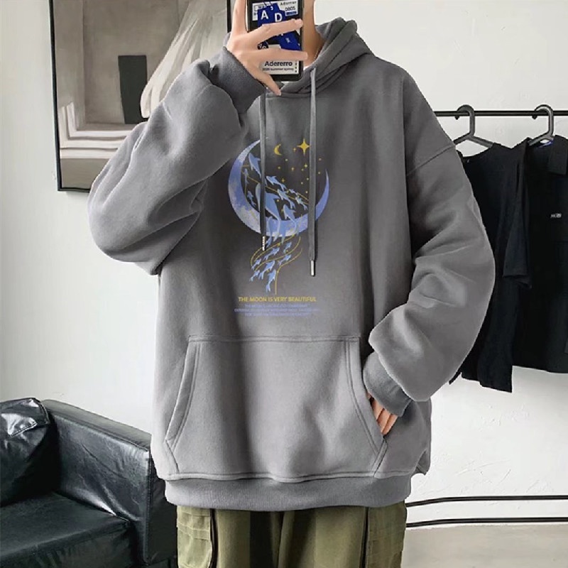 Áo Hoodie Thể Thao Dáng Rộng In Họa Tiết Hoạt Hình Phong Cách Hip Hop Hàn Quốc Thời Trang Cho Nam Cỡ M-5XL