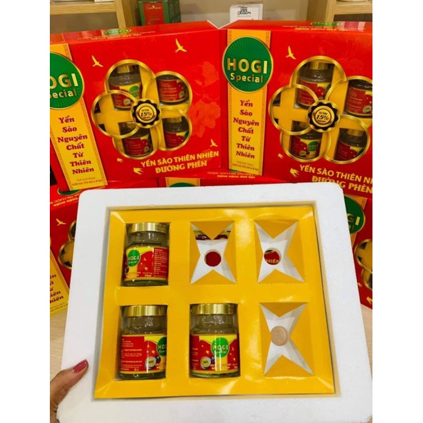 Yến sào nguyên chất từ thiên nhiên, yến sào thiên nhiên đường phèn HOGI, hộp 6 lọ x 70ml