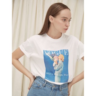COCO SIN - Áo Thun Trắng In Hình VOGUE