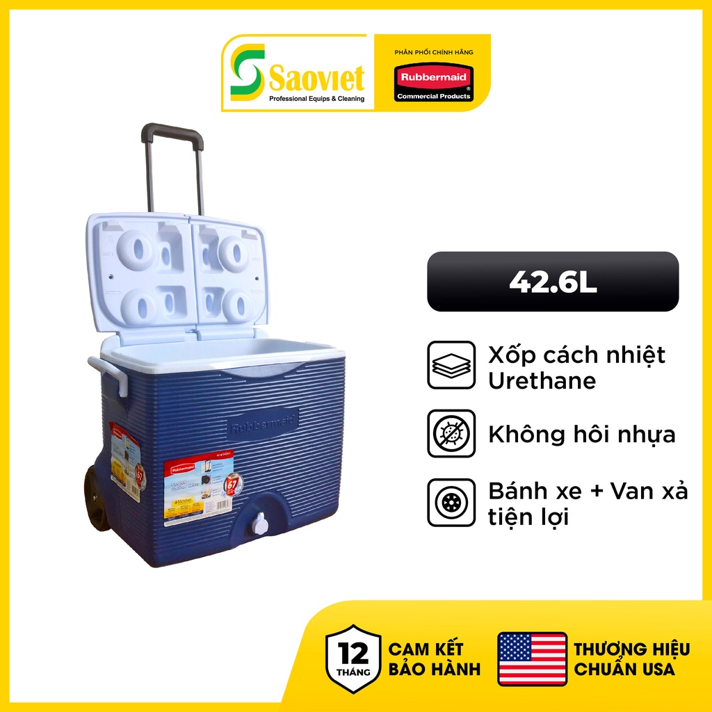 Thùng đá giữ nhiệt 42.6L có bánh xe Rubbermaid (Chính hãng) - SKU: FG2A9102MODBL | SAOVIETCO
