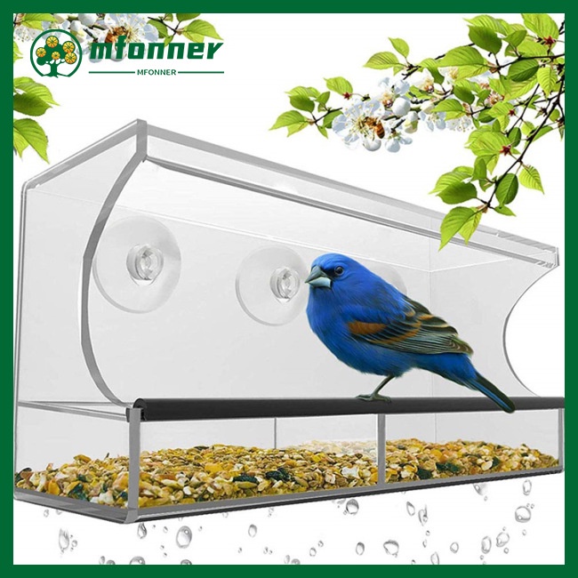 Khay Đựng Thức Ăn Cho Chim Bằng Acrylic Trong Suốt Gắn Cửa Sổ Độc Đáo