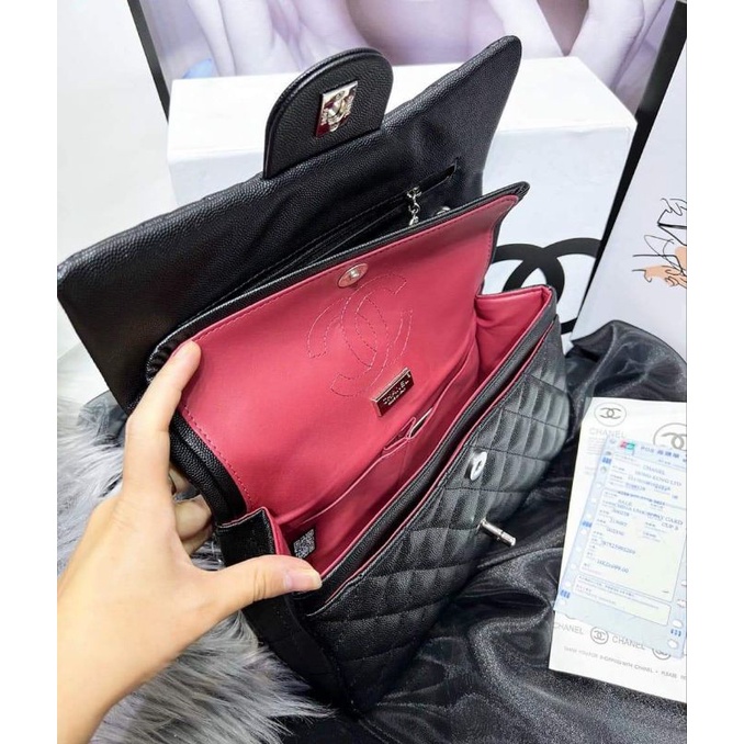 túi đeo vai dáng classic da hạt khóa bạc 26cm