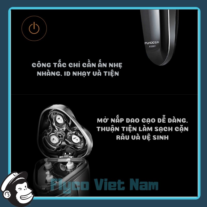 New Máy Cạo Râu Nam SF361 Flyco 3 Lưỡi Dao Thông Minh II BH 24 Tháng (Tông Đơ Bấm Cắt Tăng Tóc )