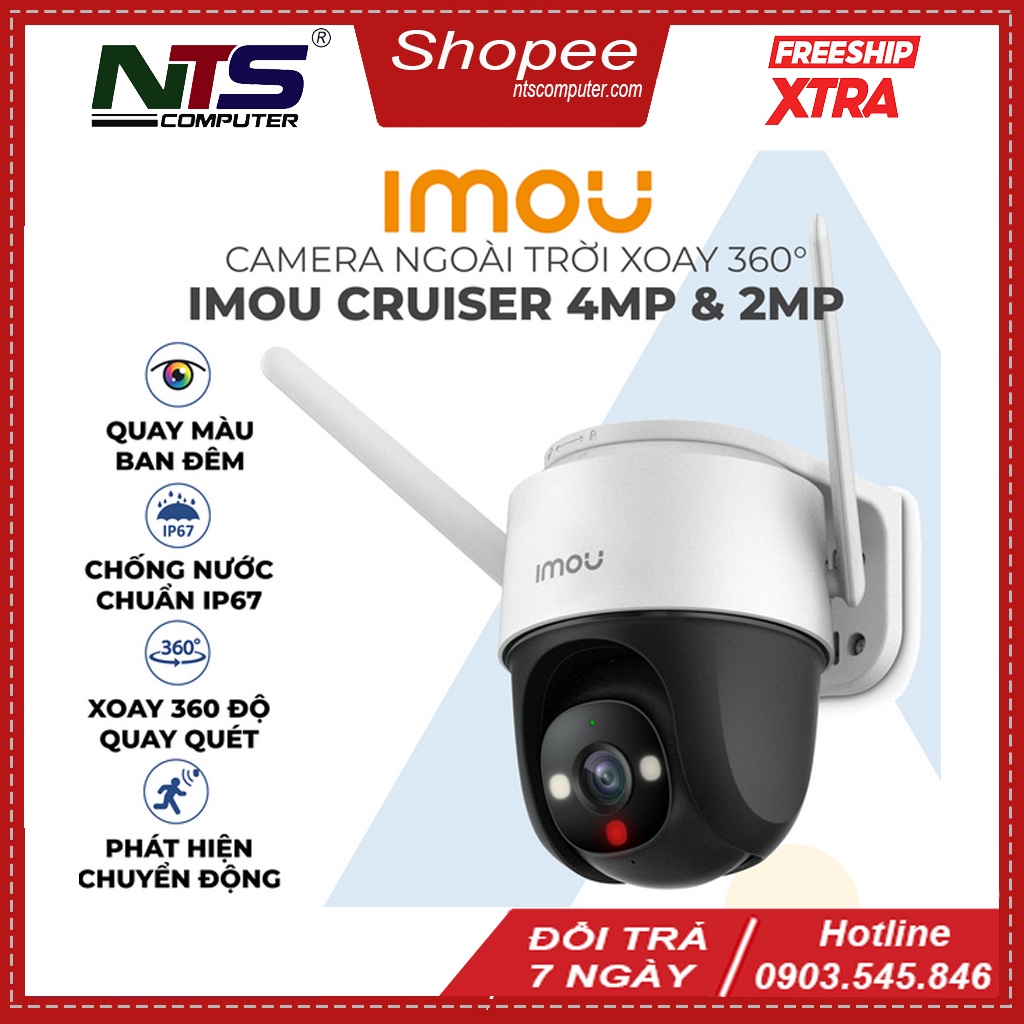 Camera WIFI IMOU S22FP 1080P / S42P 2K 4MP ngoài trời có màu ban đêm, xoay 360 IMOU PTZ Cruiser (Fullcolor)