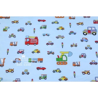 vải thô cotton sợi dệt lóng chéo ô tô cứu hỏa bé trai