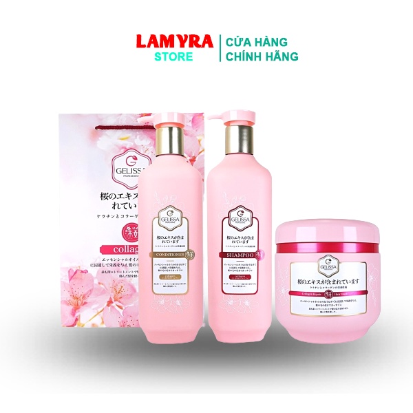 Dầu Gội Dầu Xả Kem Ủ Hấp Tóc GELISSA SAKURA 750ml 1000ml Hoa Anh Đào Nhật Bản Lamyra