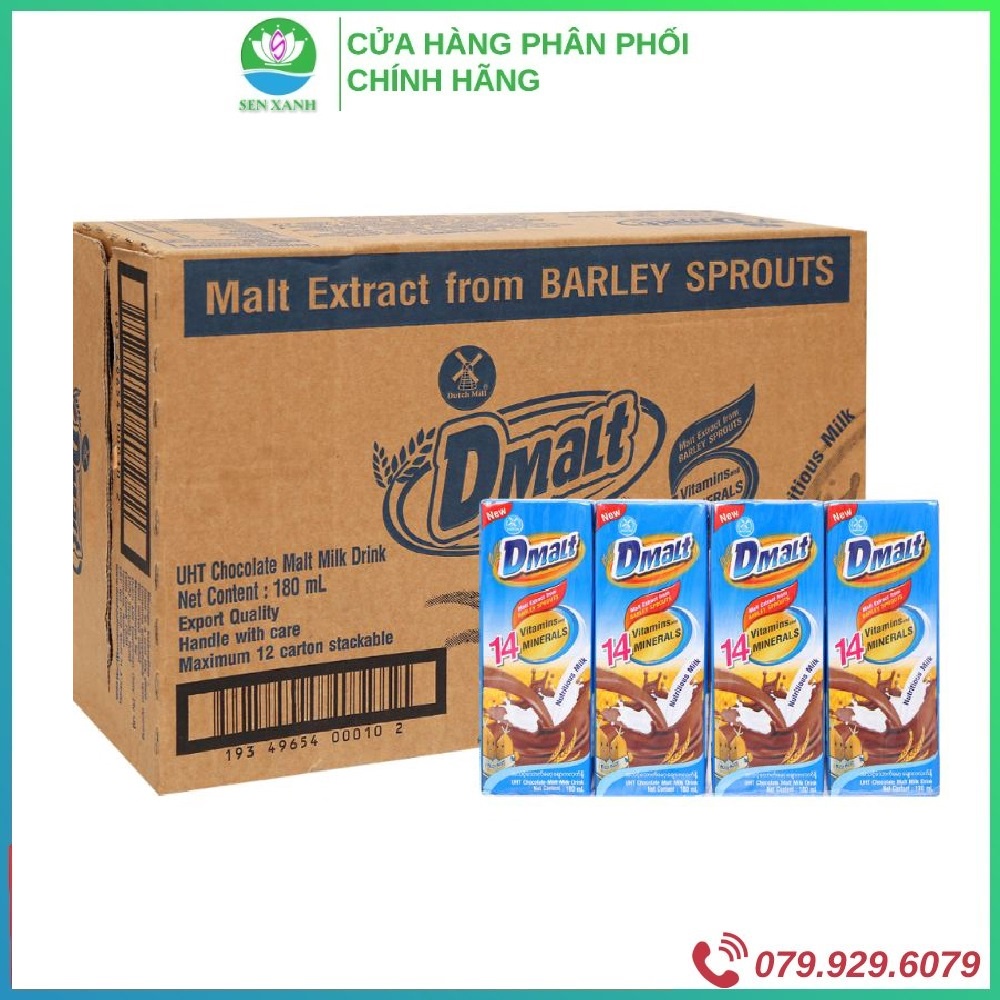 [SenXanh Emart] Thùng 48 hộp Sữa Cacao Lúa Mạch DMALT 180ml - Vị Socola