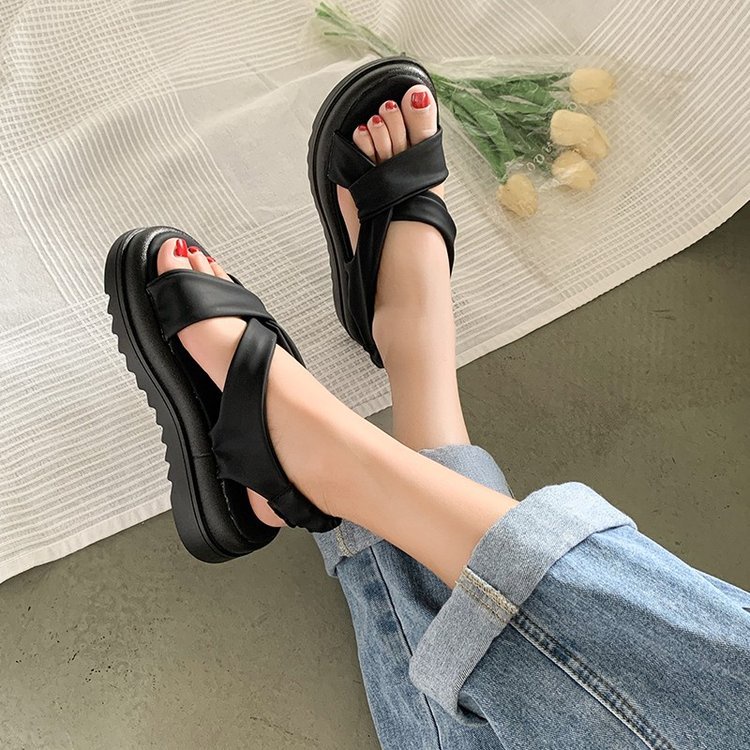 Sanđal nữ Đế Cao 5 cm Chất Da Siêu Mềm Đẹp Mới-Sandal Chun Xoắn Hot 2022