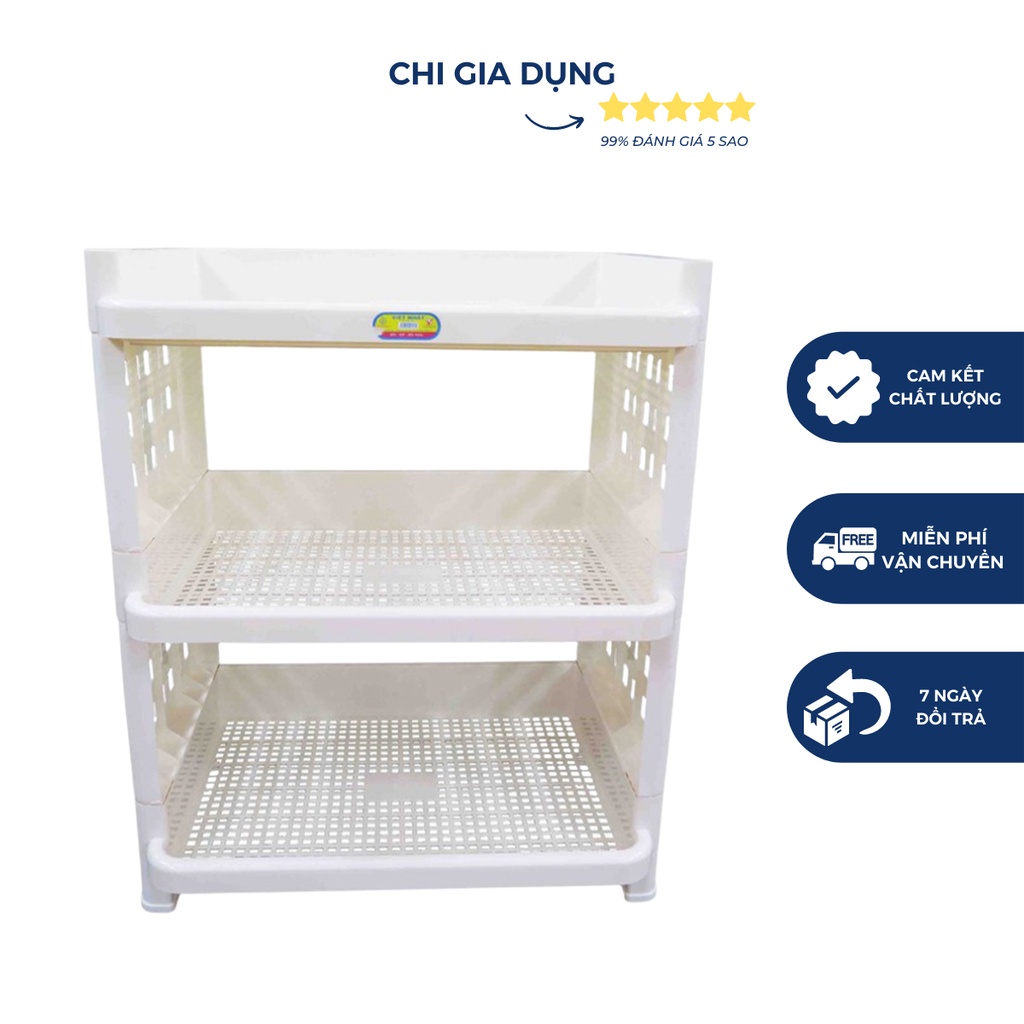 Kệ nhựa đựng bát đĩa 3 tầng Việt Nhật đa năng
