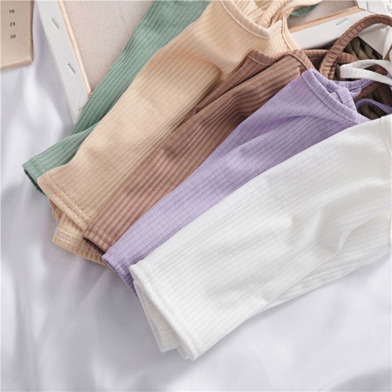 Áo Croptop Dệt Kim Không Tay Màu Sắc Đơn Giản Cho Nữ