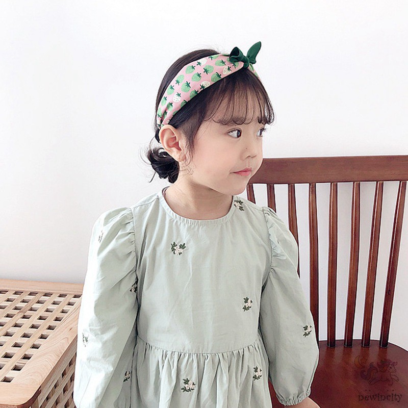 Băng Đô Hoạ Tiết Trái Cây Thắt Nơ Nhiều Màu Cho Bé Gái