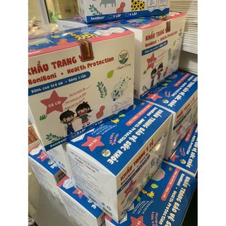 Khẩu trang trẻ em, hình dễ thương, quai đeo không đau tai,  khẩu trang Boniboni vàTrường Mạnh ( 50 chiếc )-  Soleil shop