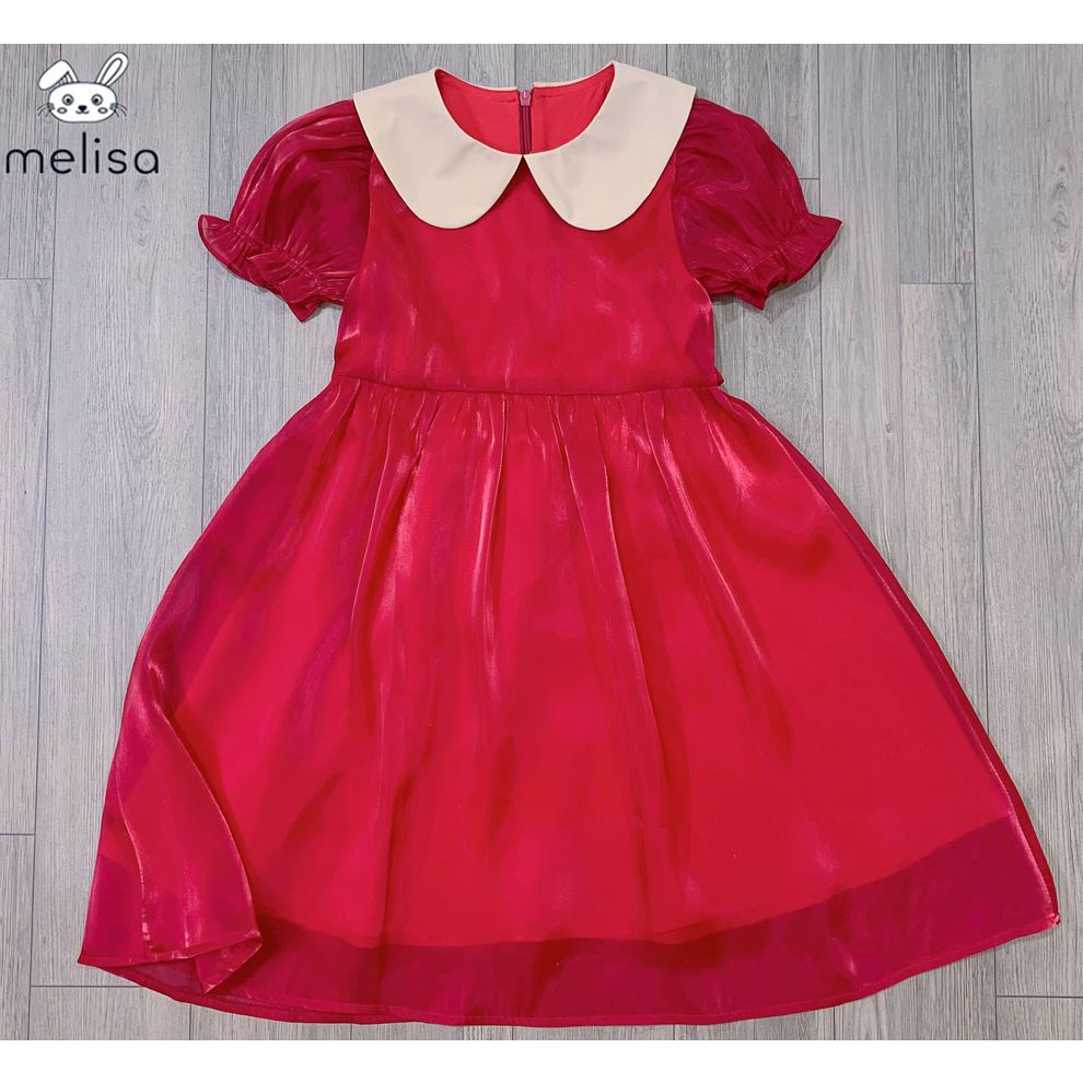 Đầm công chúa đỏ bé gái tơ ong mềm bồng bềnh tiểu thư sang chảnh Noel Giáng Sinh Lễ Tết 12-44kg