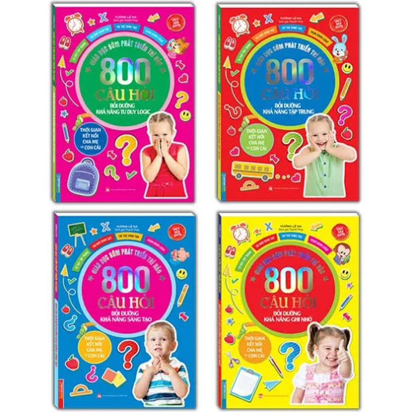 Sách - Combo 800 câu hỏi - giáo dục sớm phát triển trí não (4 cuốn)