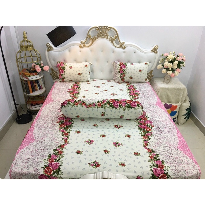 Bộ drap thun❤️FREESHIP❤️ga thun lạnh Hàn Quốc mẫu hoa hồng