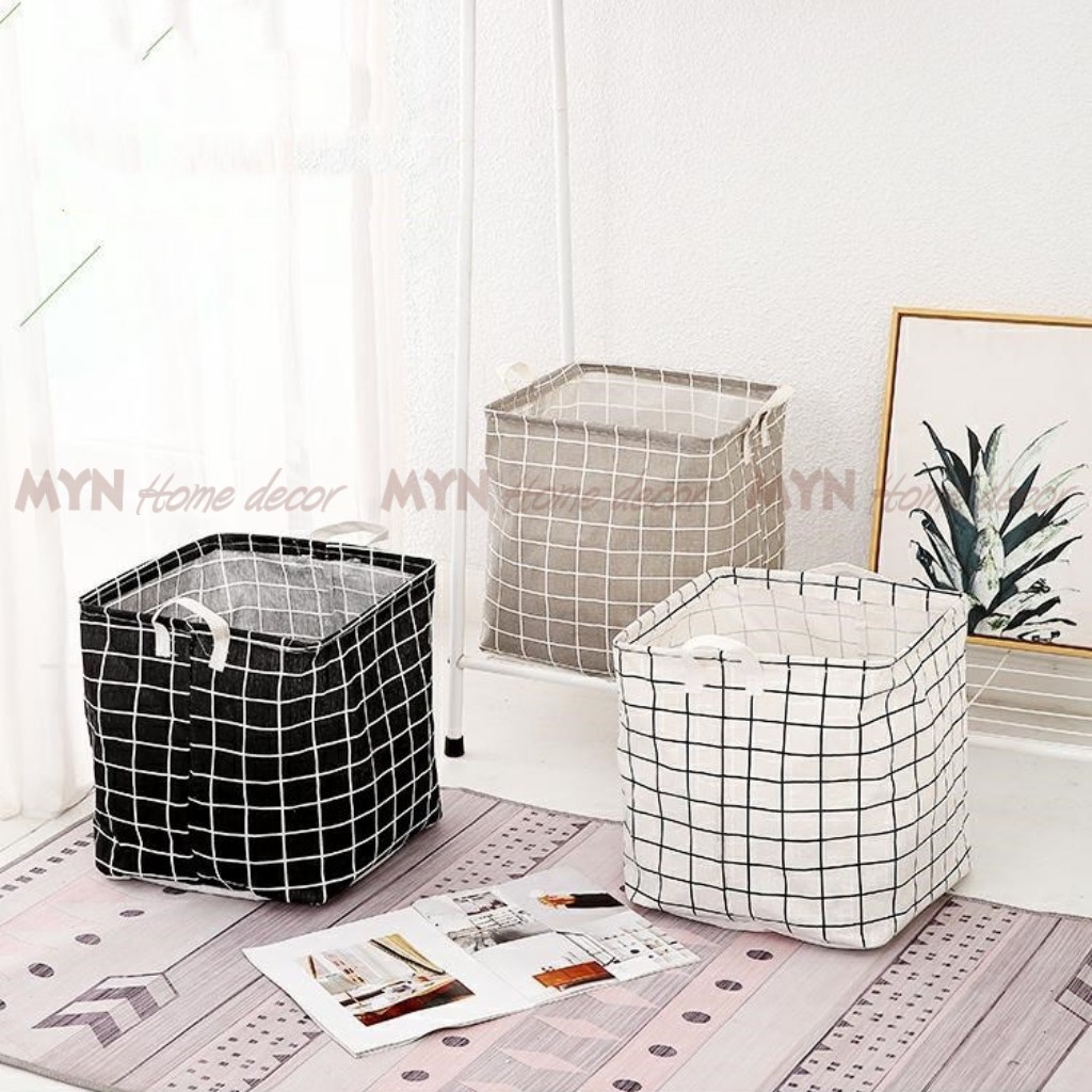 Giỏ đựng đồ, sọt vải đựng quần áo chống thấm phong cách Hàn Quốc 34 x 44cm