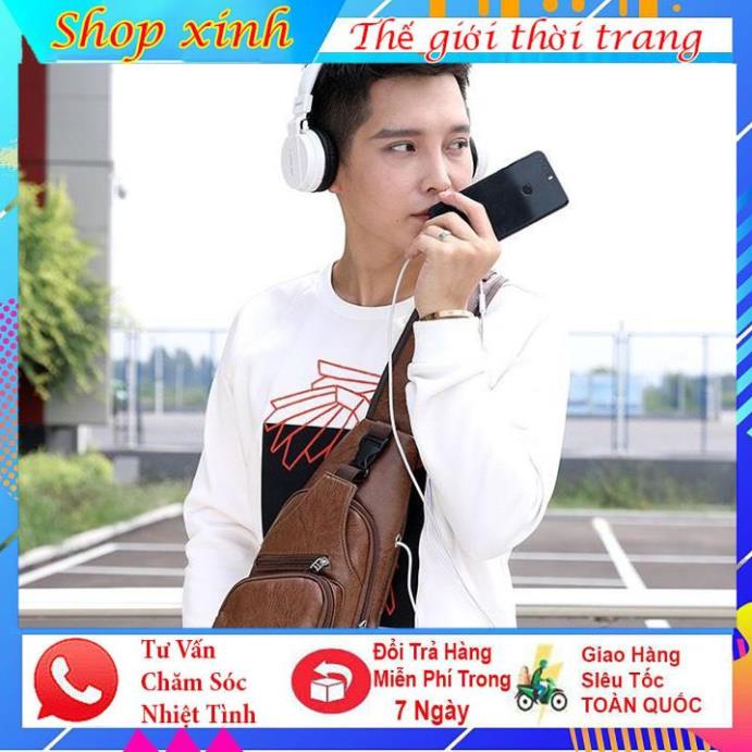 Túi đeo chéo nam phong cách Hàn Quốc Da PU Cao Cấp có tích hợp cổng sạc USB có nhiều ngăn nhỏ đựng đồ tiện lợi. | BigBuy360 - bigbuy360.vn
