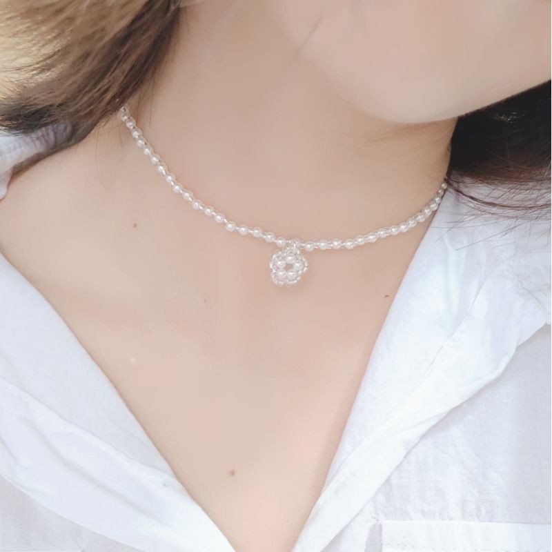 Choker/ dây đeo cổ tone trắng phong cách Hàn