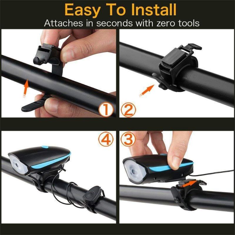 Đèn xe đạp thể thao KIOTOOLL siêu sáng có còi pin sạc usb led T6 chống nước