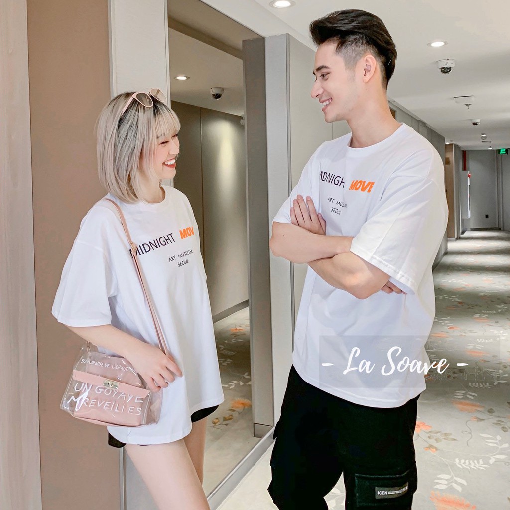 Áo thun tay lỡ nam nữ Unisex LA SOAVE màu trắng in hình form rộng dáng Ulzzang cho cặp đôi đang yêu - Trendy 2021