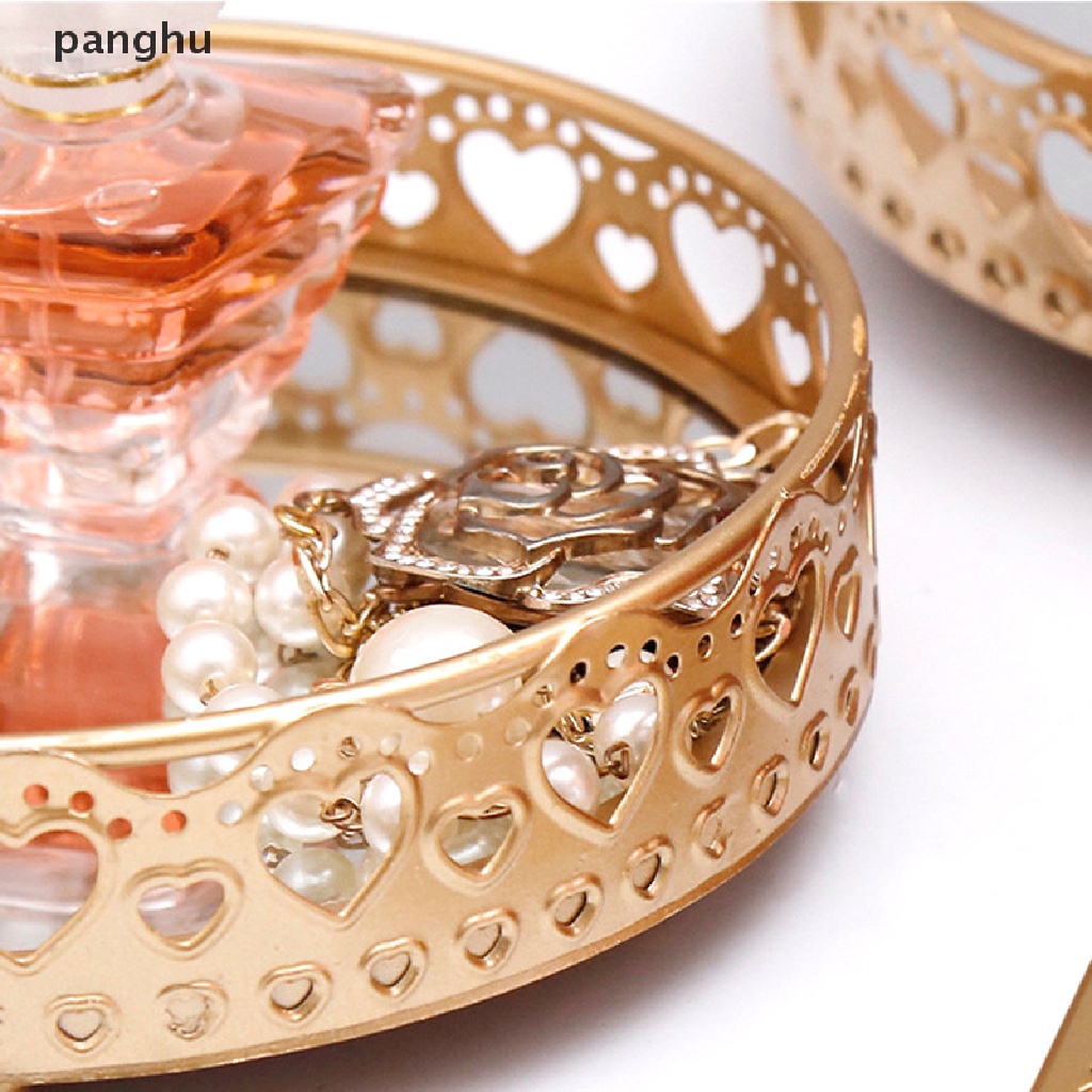 Khay Thủy Tinh Đựng Trang Sức / Mỹ Phẩm Để Bàn Có Gương Tiện Lợi