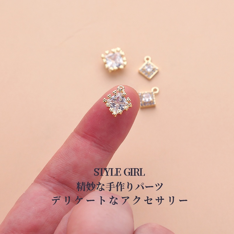 Mặt Dây Chuyền Hình Vuông Bằng Đồng 14K Đính Đá Zircon diy