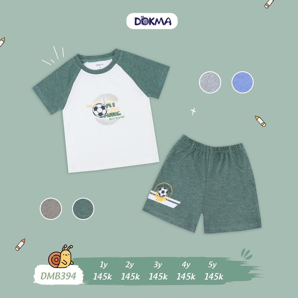 [Chính Hãng] Bộ áo raglan cộc tay quần đùi cotton họa tiết trẻ em DMB394 Dokma